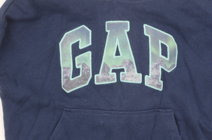 GAP Girls Blue Pullover Hoodie, Logo, Size S, Fleece