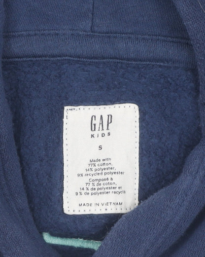 GAP Girls Blue Pullover Hoodie, Logo, Size S, Fleece