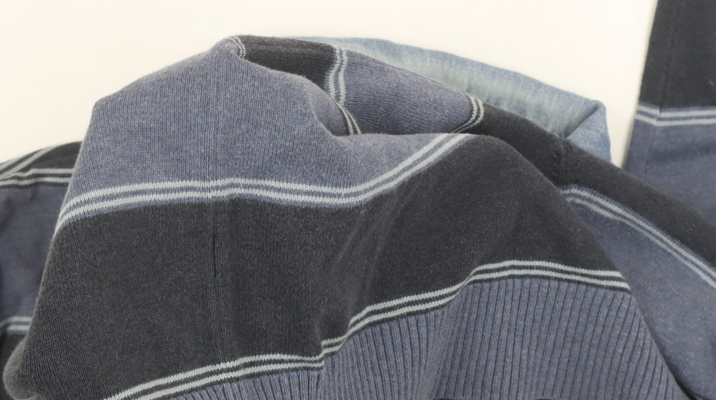 Wolsey Men's Blue Striped Long Sleeve Polo - M