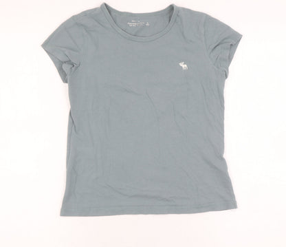 Abercrombie & Fitch Girls Blue T-Shirt Size S, Casual Crew Neck