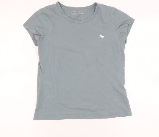 Additional front view of Abercrombie & Fitch girls’ blue t-shirt, size S, casual crew neck