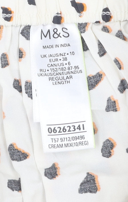 Womens UK Size 10 Marks and Spencer Relaxed Fit Casual Ivory Trousers