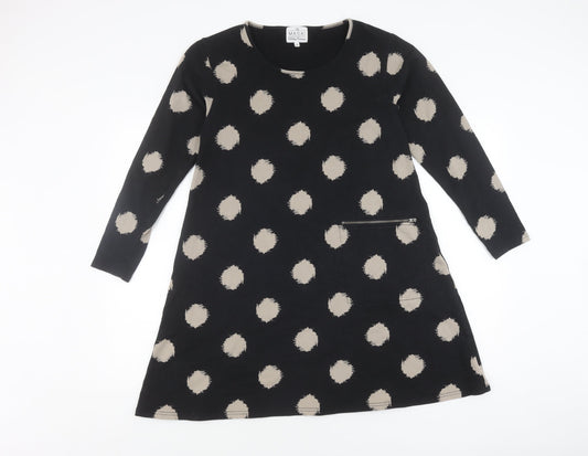 Masai Women's Black A-Line Dress, Size S, Polka Dot, Casual