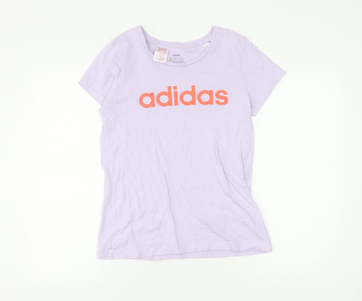 Adidas Girls Purple T-Shirt with Logo, Size 14 Plus, Cotton