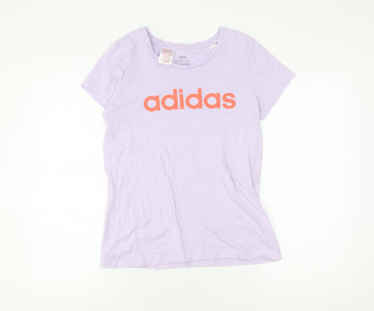 Adidas Girls Purple T-Shirt with Logo, Size 14 Plus, Cotton