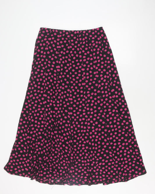 Per Una Women's XS Black Pink Polka Dot Midi Skirt