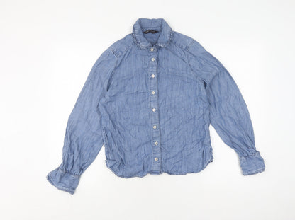 Womens UK Size 8 Marks and Spencer Blue Basic Button-Up