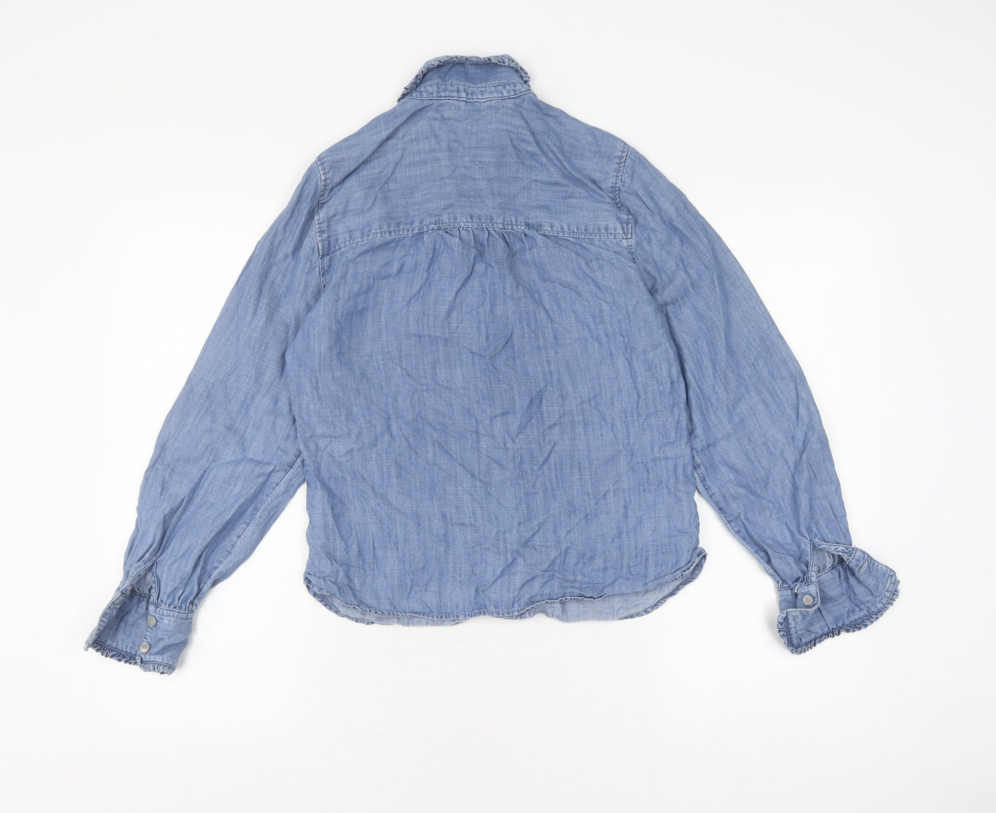 Womens UK Size 8 Marks and Spencer Blue Basic Button-Up