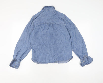 Womens UK Size 8 Marks and Spencer Blue Basic Button-Up