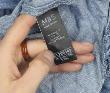 Womens UK Size 8 Marks and Spencer Blue Basic Button-Up