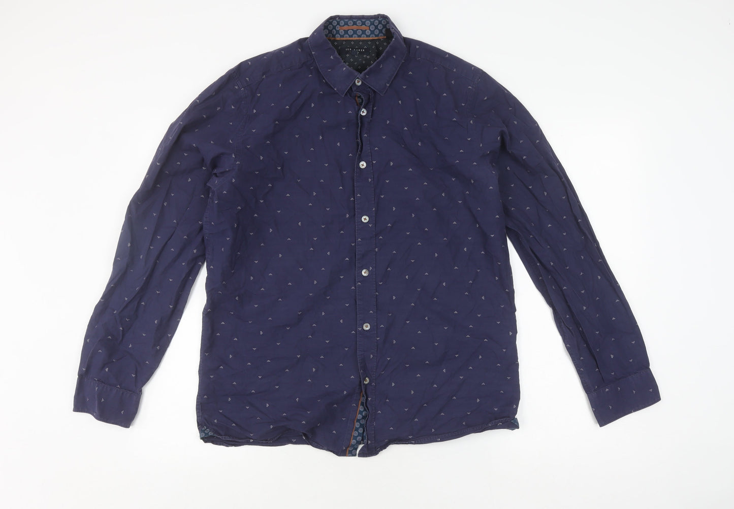 Ted Baker Men's Blue Graphic Print Shirt, Size 16