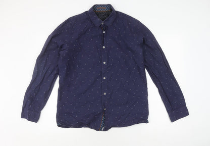 Ted Baker Men's Blue Graphic Print Shirt, Size 16