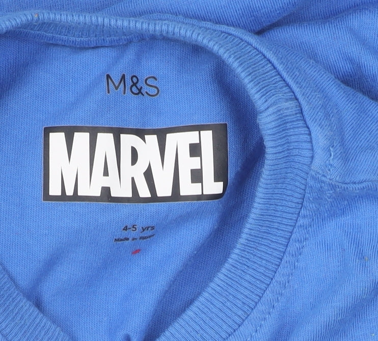 Marks and Spencer Boys Blue Marvel Spider-Man T-Shirt 4-5 Years