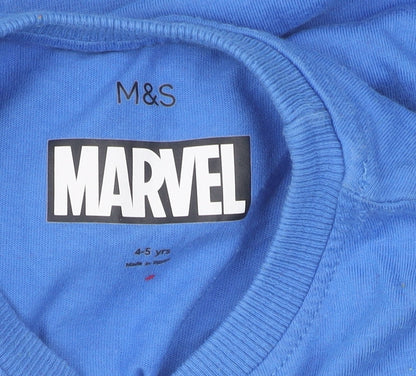 Marks and Spencer Boys Blue Marvel Spider-Man T-Shirt 4-5 Years
