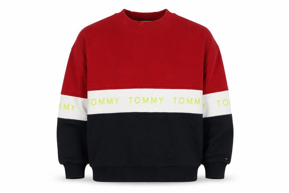 Mens UK Size M Tommy Jeans Multicoloured Pullover Sweatshirt