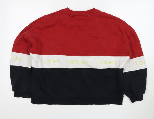 Tommy Jeans Red Colourblock Sweatshirt M