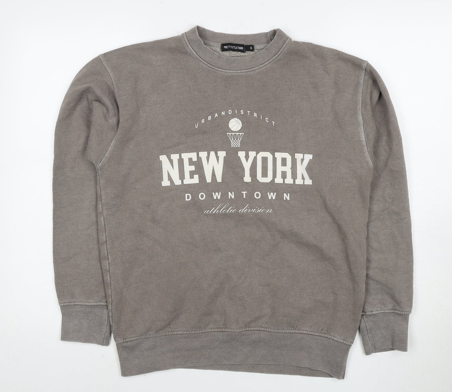PRETTYLITTLETHING Women's Grey Pullover Sweatshirt S