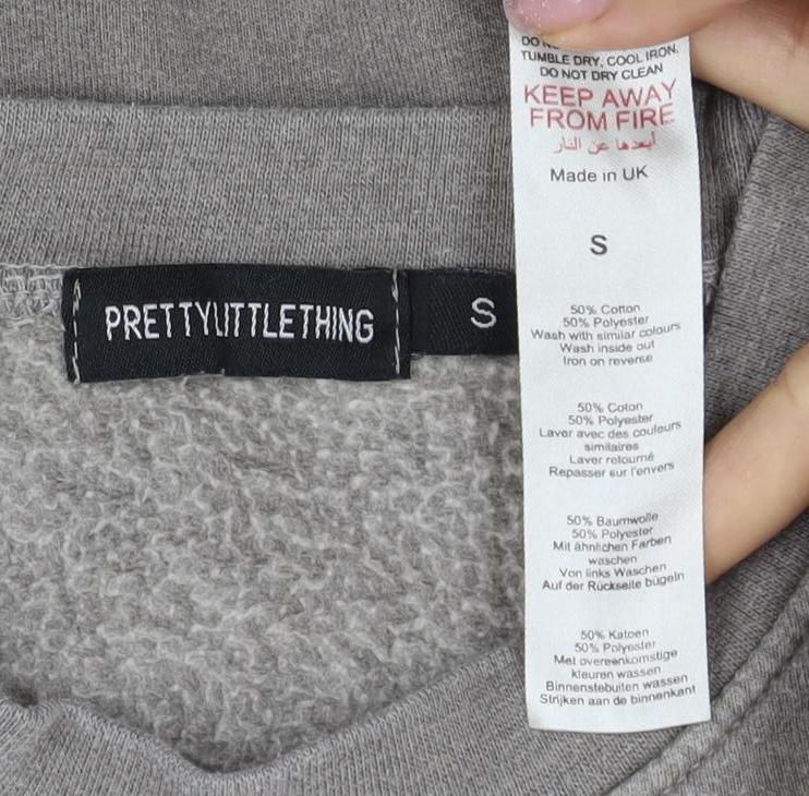 PRETTYLITTLETHING Women's Grey Pullover Sweatshirt S