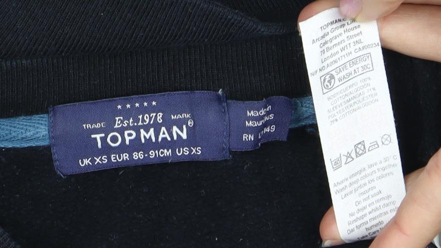 Topman Men’s Black XS Pullover Sweatshirt, Knit