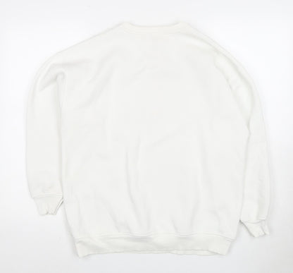 Stradivarius Men's XS White Graphic Pullover Sweatshirt
