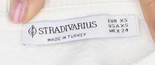 Stradivarius Men's XS White Graphic Pullover Sweatshirt