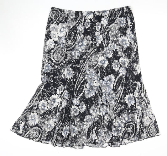 EWM Pure Classics Women's Black Floral Skirt Size 16