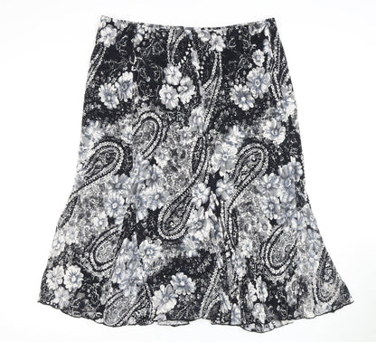 EWM Pure Classics Women's Black Floral Skirt Size 16