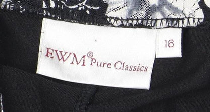 EWM Pure Classics Women's Black Floral Skirt Size 16