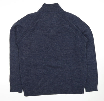 Industrialize Men's Blue Henley Knit Jumper, Size L