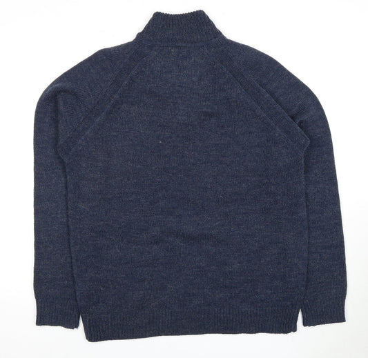 Industrialize Men's Blue Henley Knit Jumper, Size L