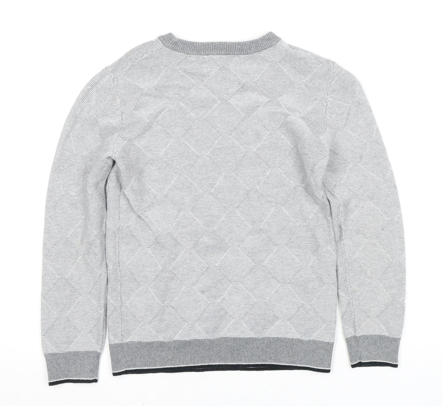 Next Boys Grey Argyle Pullover Jumper Size 7 Years, Cotton Comfort