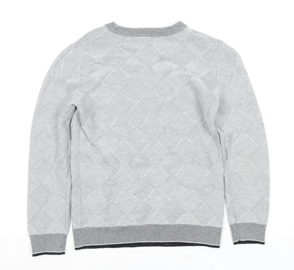 Next Boys Grey Argyle Pullover Jumper Size 7 Years, Cotton Comfort