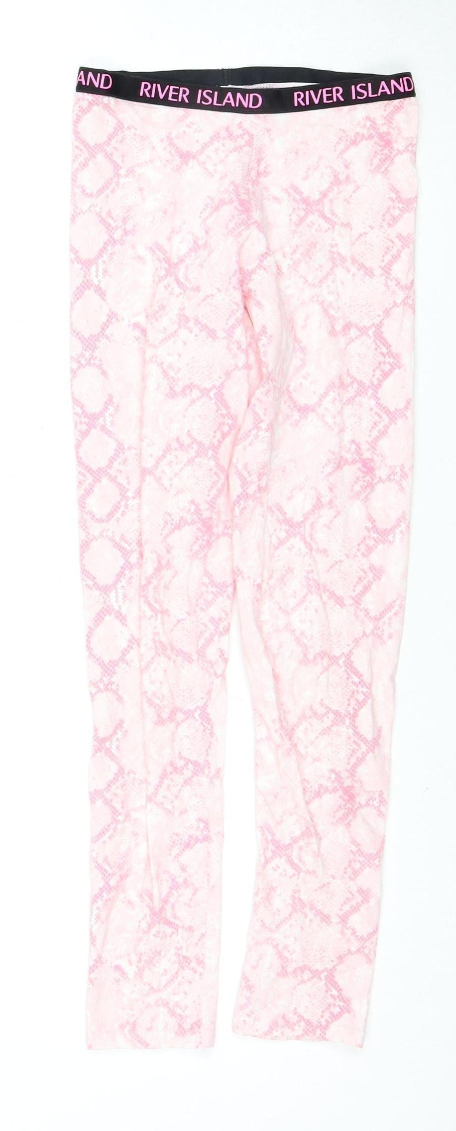 River Island Girls Pink Animal Print Leggings 9-10 Years
