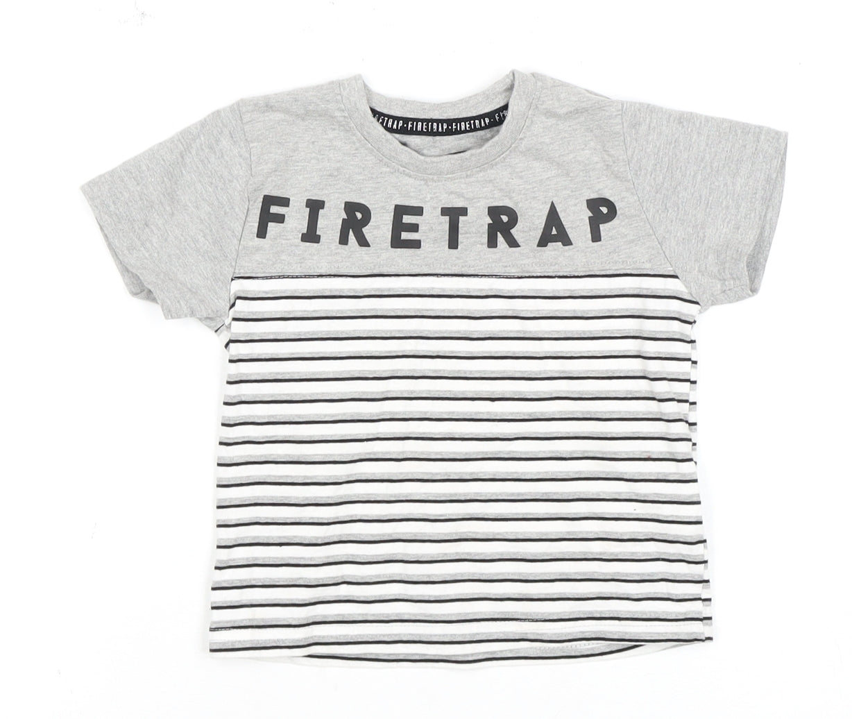 Firetrap Unisex Grey Striped T-Shirt 12-18 Months