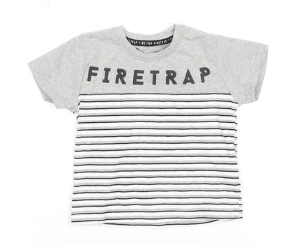 Firetrap Unisex Grey Striped T-Shirt 12-18 Months