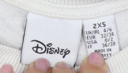 Womens UK Size 2XS Disney White Pullover Sweatshirt