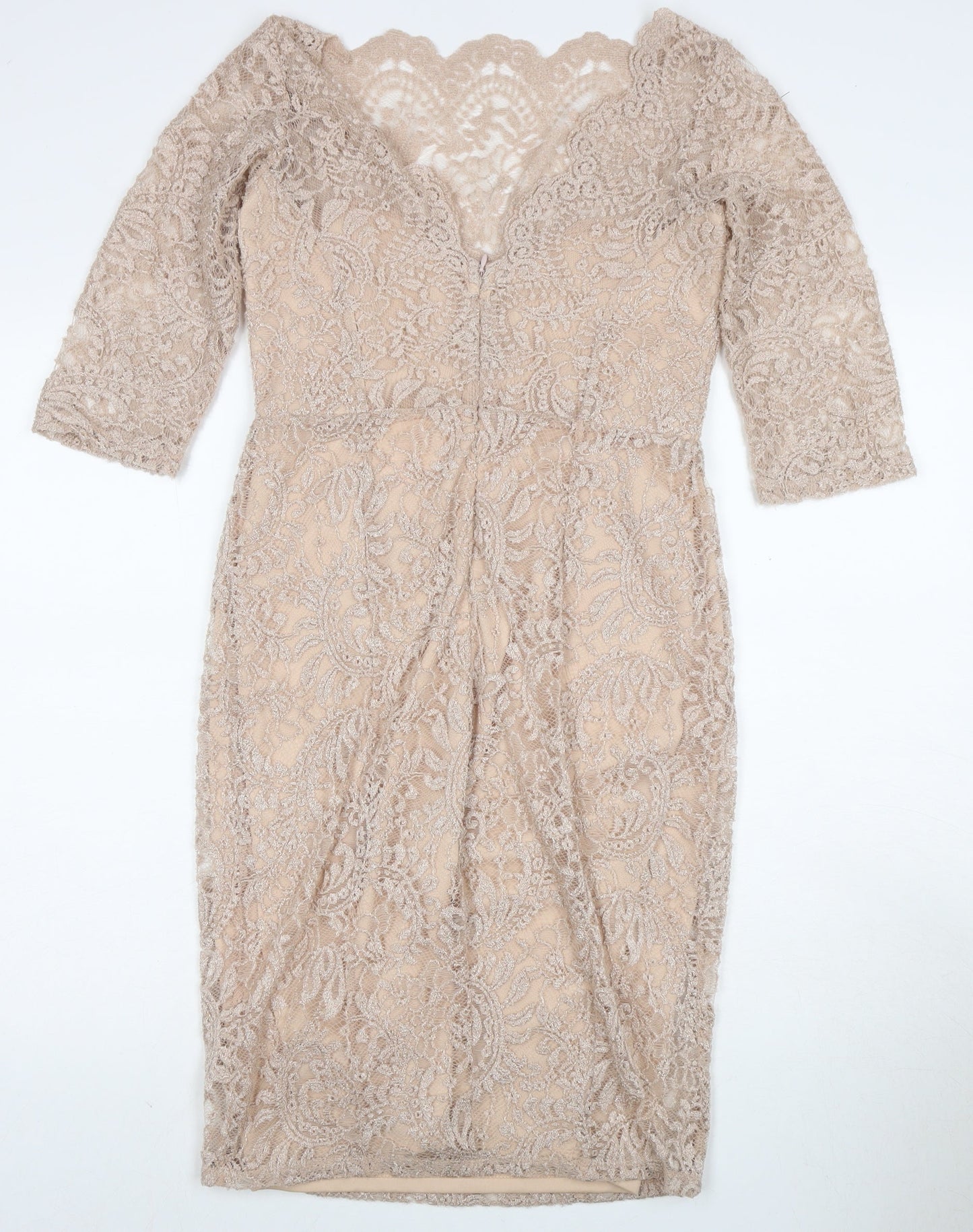 Next Women's Beige Lace Bodycon Midi Dress