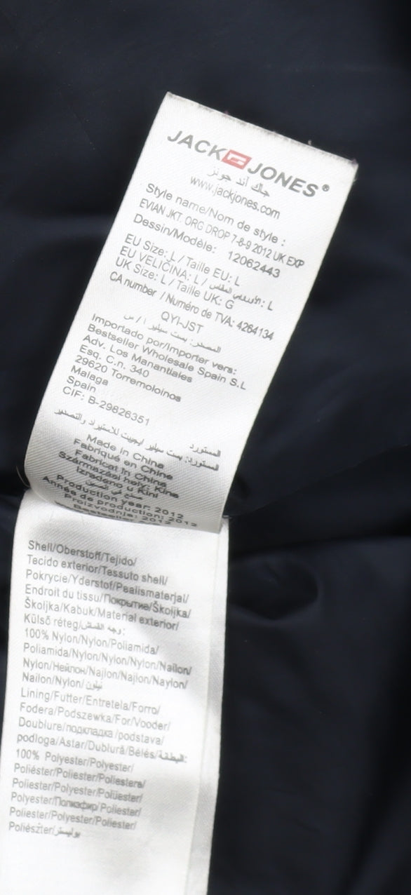 Mens UK Size L JACK & JONES Blue Parka Coat