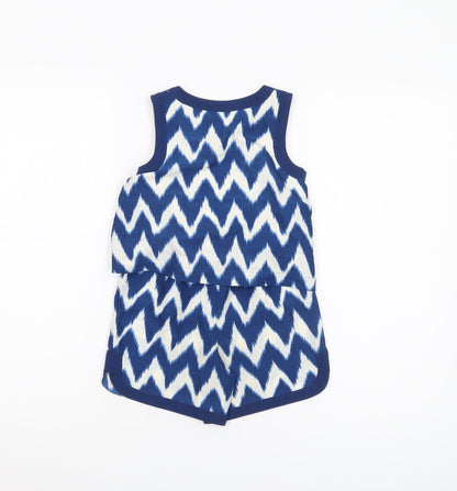 Next Girls Blue Chevron Playsuit, 4 Years, Sleeveless