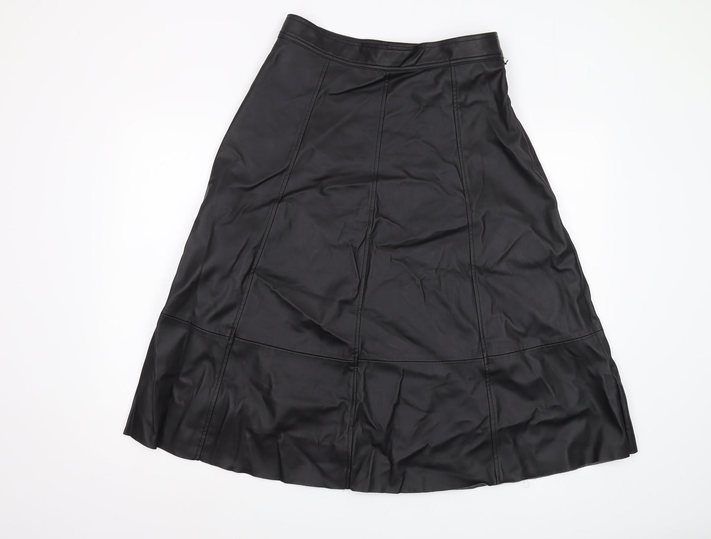H&M Women's Black A-Line Midi Skirt, Size 14