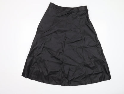 H&M Women's Black A-Line Midi Skirt, Size 14