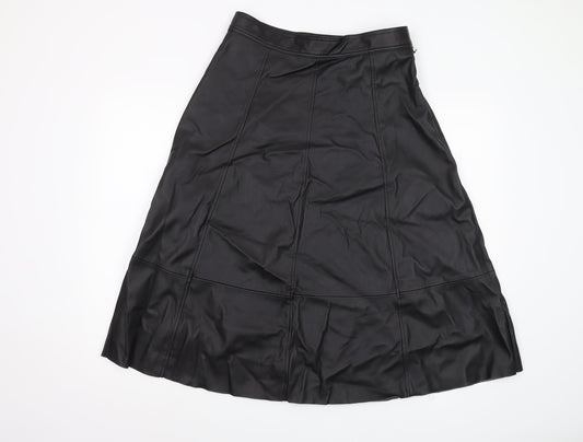 H&M Women's Black A-Line Midi Skirt, Size 14