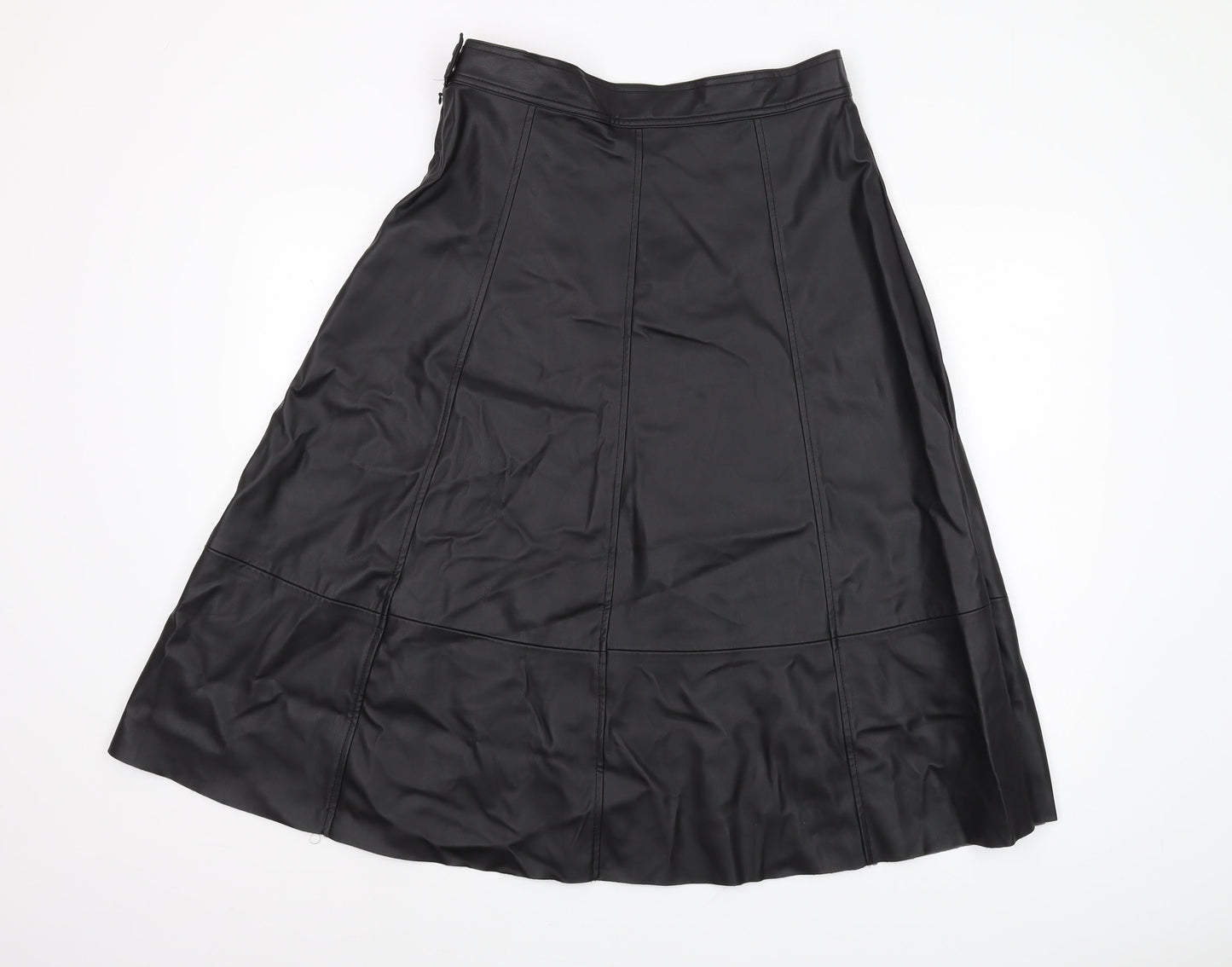 H&M Women's Black A-Line Midi Skirt, Size 14