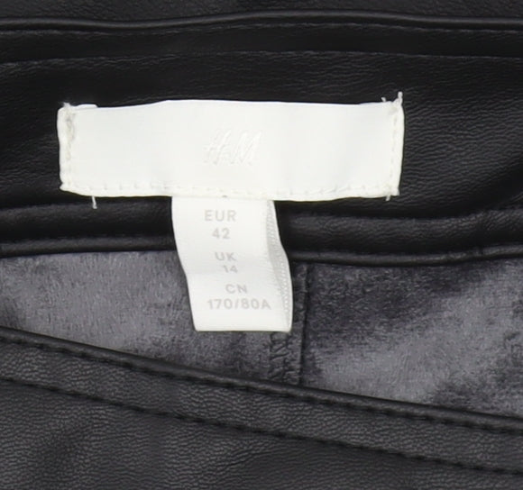 H&M Women's Black A-Line Midi Skirt, Size 14