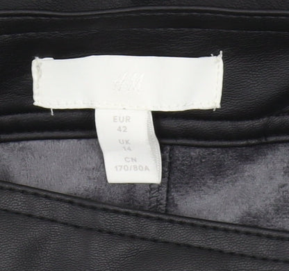 H&M Women's Black A-Line Midi Skirt, Size 14