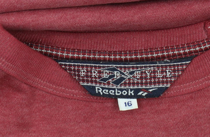 Reebok Women's Red Pullover Sweatshirt, Size 16, Logo Graphic