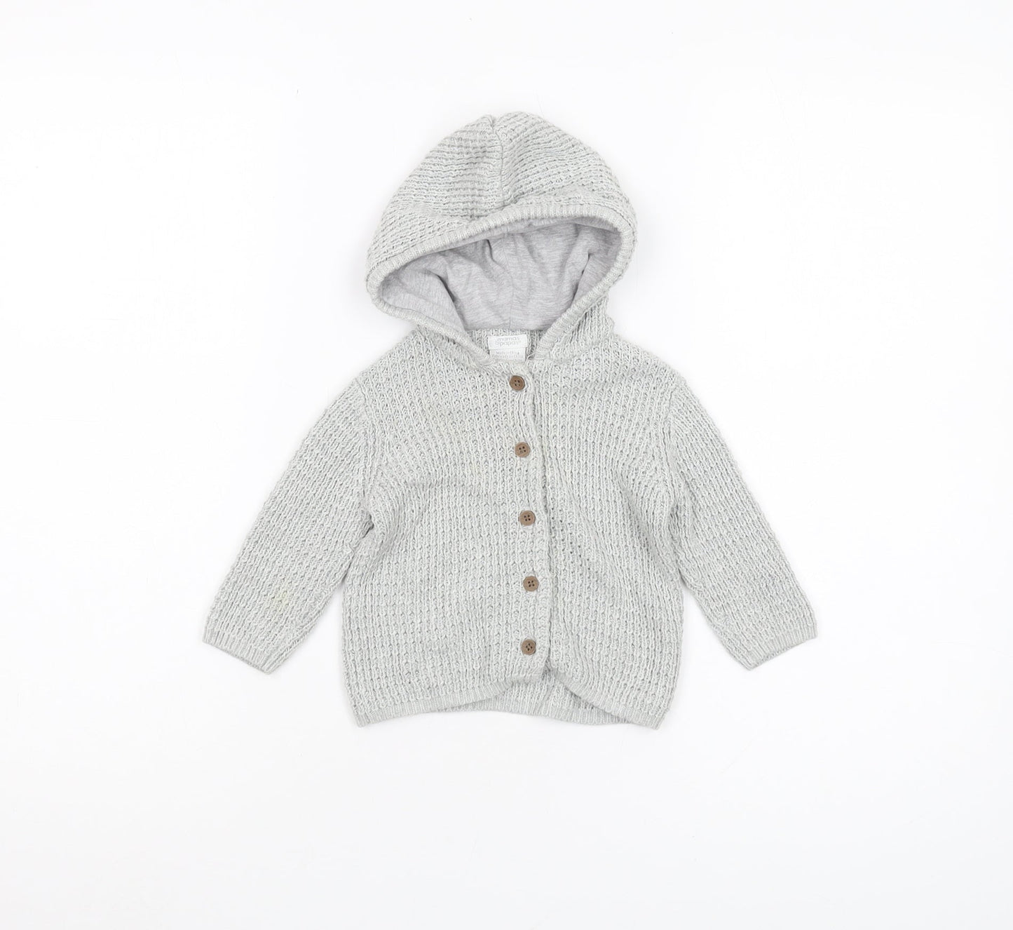 Mamas & Papas Baby Grey Hooded Cardigan 0-3 Months Unisex