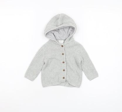 Mamas & Papas Baby Grey Hooded Cardigan 0-3 Months Unisex