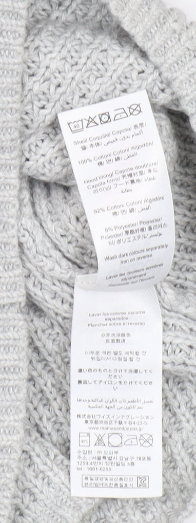 Mamas & Papas Baby Grey Hooded Cardigan 0-3 Months Unisex