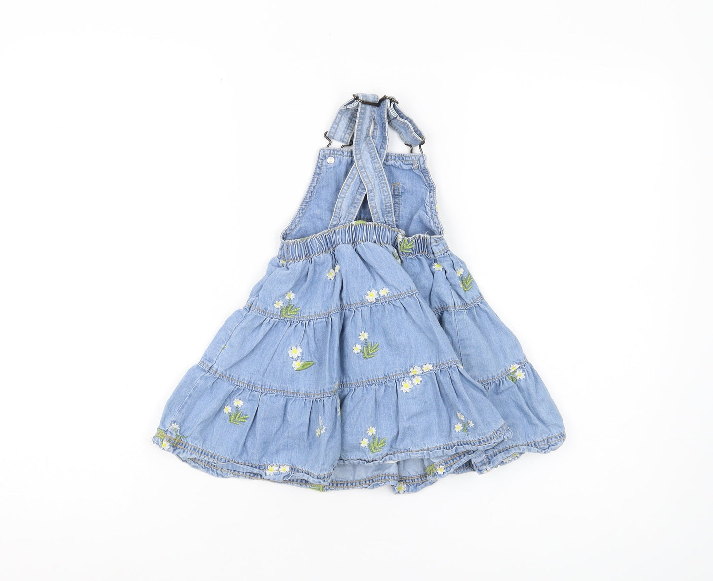 Mantaray Girls Blue Floral Pinafore Dress, 12-18 Months